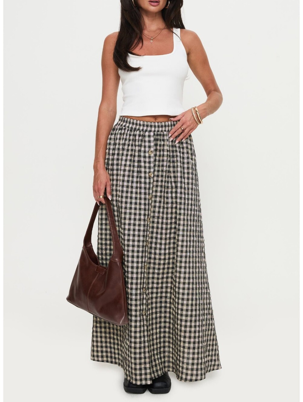NWOT Princess Polly Cartmel Check Maxi Skirt
